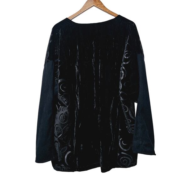 Jane Harel Velvet Jacket Vintage 90's Made in USA Black Pockets Size OS Gothic - Picture 2 of 5